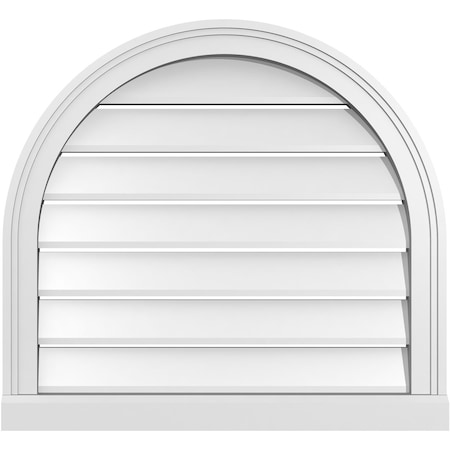 Ekena Millwork Round Top Surface Mount PVC Gable Vent: Functional, w/ 2"W x 2"P Brickmould Sill Frame, 26"W x 24"H GVPRT26X2403SF